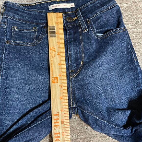 streetwear Levis 721 high rise skinny jeans sz 24x30 dark wash stretch denim - Picture 6 of 11